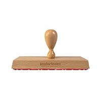 Tampon en bois avec une plaque d’estampage individuelle, 140 x 50 mm, pour un texte, un nom ou un logo - tampon de bureau, personnalisable
