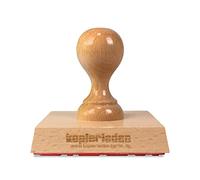 Tampon en bois avec une plaque d’estampage individuelle, largeur de 80 mm, pour un texte, un nom ou un logo - tampon de bureau, personnalisable