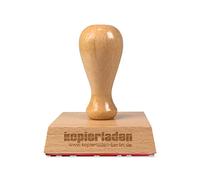 Tampon en bois carré avec le texte de votre choix, 60 x 60 mm, pour des logos, des motifs ou des adresses - tampon d’entreprise