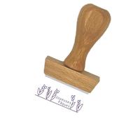 Tampon en bois certifié PEFC empreinte "Joyeuses Pâques" Fleurs - Format de l’impression 40 x 15 mm - Encre non incluse - Idéal pour préparer vos décorations de Pâques