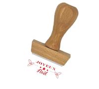 Tampon en bois certifié PEFC empreinte "Joyeux Noël" étoiles - Format de l’impression 40 x 15 mm - Encre non incluse - Idéal pour la décoration des fêtes de fin d'année ou pour tamponner les cadeaux