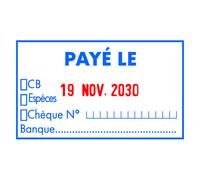 Tampon encreur automatique dateur "Payé le" Trodat Metal Line 5460L bicolore