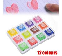 Tampon Encreur Carré 12 Couleurs Pour Peinture Au Mur Doigt Bricolage Tampon D'encre Papeterie Fournitures Scolaires 30*30mm