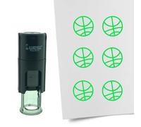 Tampon encreur CombiCraft Ballon de basket - 10 mm rond - Encre verte - Cassette d’encrage remplaçable - Utile pour cartes de collection, bullet journals ou autres projets créatifs