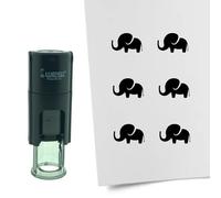 Tampon encreur CombiCraft Éléphant - 10 mm rond - Encre noire - Cassette d’encrage remplaçable - Utile pour cartes de collection, bullet journals ou autres projets créatifs