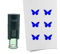 Tampon encreur CombiCraft Papillon - 10 mm rond - Encre bleue - Cassette d’encrage remplaçable - Utile pour cartes de collection, bullet journals ou autres projets créatifs