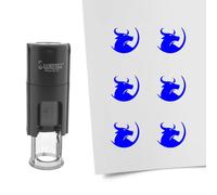 Tampon encreur CombiCraft Taureau - 10 mm rond - Encre bleue - Cassette d’encrage remplaçable - Utile pour cartes de collection, bullet journals ou autres projets créatifs