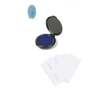 Tampon Encreur pour Empreintes Digitales - Encre Bleu Sèche Rapidement et Effaçable - Kit avec 10 Lingettes Nettoyantes - Pour Authentification de Documents et Identification