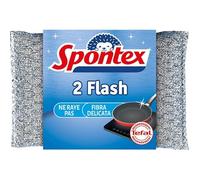 Tampon Flash Ne Raye Pas SPONTEX - Éponge Non Abrasive pour un Nettoyage Doux et Efficace - Lot de 2 - Le Lot De 4