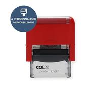 Tampon personnalisé 4 lignes texte au choix, Colop C20 37x13 mm, rouge | Tampon auto-encreur 4 lignes avec texte au choix - adresse ou mention de bureau, encre rouge, cassette remplaçable
