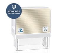 Tampon personnalisé doré 5 lignes, cadeau de bureau, SF30 47 x 18 mm | Tampon auto-encreur doré avec texte au choix sur 5 lignes - cadeau pour cabinet, entreprise ou déménagement