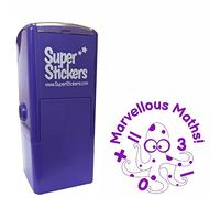 Tampon pour enseignant, tampon de marquage éducatif, tampons de récompense pour l'école - Marvellous Maths, taille d'impression env. 23 x 23 mm, encre violette