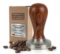 Tampone classique pour expresso, 58 mm, avec manche en bois précieux, couleur rouge