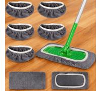 Tampons de vadrouille réutilisables, housses de vadrouille plate à double usage sec et humide, tampons de vadrouille lavables en machine, convenant au nettoyage des sols en bois dur : durables, très a