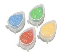 Tampons encreurs lavables pour doigts, 4 couleurs vives, rangement pratique | Tampon encreur soluble dans l'eau avec du savon et de l'eau faciles à nettoyer, pour un bricolage amusant et sûr en papier av