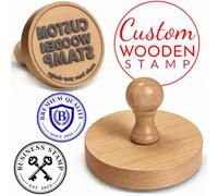 Tampons encreurs personnalisés en bois et caoutchouc avec logo, texte, adresse, nom personnalisé pour entreprise, marque, emballage de bureau, bricolage, artisanat rond