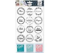 Aladine - Tampons en mousse Stamp With Love Couronnes Expressions - 12 tampons + 3 encreurs - Noir