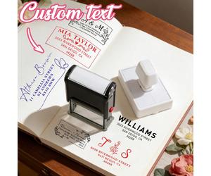 Tampons personnalisés auto-encreur, tampon d'adresse de retour personnalisé avec nom, style minimaliste et élégant pour enveloppes, emballages, cartes de visite, 2 styles, texte et icône personnalisés