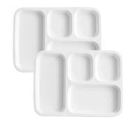 TAMUME Assiette en Porcelaine Blanche avec 4 Compartiments, Plaque de Contrôle des Portions avec Sections pour Adultes, Jeu de 2 (Rectangle*2)