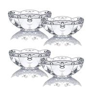 TAMUME Bol à Crème Glacée Ensemble de 4 Bols en Verre Transparent avec Motif de Fleurs, Idéal pour Tenir la Crème Glacée dans l'Heure d'été, Verre Coupe Dessert Sundae