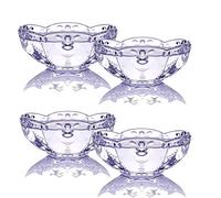 TAMUME Bol à Crème Glacée Ensemble de 4 Bols en Verre Transparent avec Motif de Fleurs, Idéal pour Tenir la Crème Glacée dans l'Heure d'été, Verre Coupe Dessert Sundae, Mauve