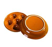 TAMUME Ensemble de 2 Plats d'Escargot en Céramique à 6 Trous, Assiette d'Escargot en Porcelaine Rouge avec Cocotte Ronde en Porcelaine, Rouge