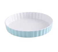 TAMUME Moule à tarte profond en porcelaine et plaque de cuisson pour pizza, moule à tarte rond en céramique et plaque de cuisson pour gâteau à bords ondulés (25 cm Bleu)
