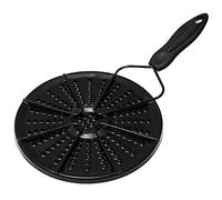 TAMUME Plaque Conductrice Gaz Chauffante en Émail Noir avec Poignée en Boucle, Diffuseur de Chaleur Rainuré Rond Dessous de Plat en Fonte pour Pot à Moka et Petites Casseroles