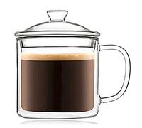 TAMUME Style de Bureau Double Paroi Tasse à Thé en Verre avec Filtre et Couvercle (500ml)