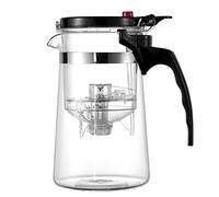 TAMUME Théière en verre facile à filtrer 650 ml avec passoire à thé en plastique PC, un bouton pour filtrer le thé (650 ml)