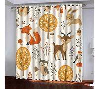 Tanboank Rideau Salon Animal de la forêt Renard Rideaux Occultants Isolant Thermique Résistance aux UV Chambre Chambre d'enfant Rideaux à Oeillets Cuisine Fenêtre Décoration 140x240cm Lot de 2
