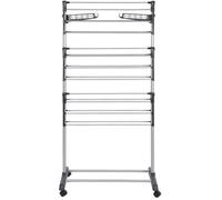 Tancarville 3 Niveaux en Acier Inoxydable Vêtements Pliables Airer avec 4 roulettes à Cintre Sèche-Linge Support Rack Intér A555
