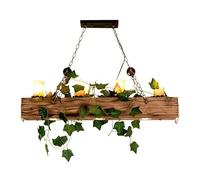 TaNeHaKi lustre en bois rustique lustre salle à manger 4×E27 grande suspension 100cm cuisine îlot luminaire intérieur 60w lustre salon plafonnier 0-15 m²