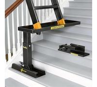 Tanfix Rallonge d'échelle pliable professionnelle robuste, matériau en acier haute résistance, avec tapis antidérapant, hauteur réglable de 29 à 45,7 cm