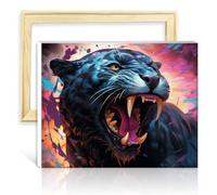 TANGFEIY Kits de peinture par numéros Panthère noire Pigment animal sur toile Peinture adultes avec pinceaux et pigment acrylique Image d'art pour décoration intérieure Sans cadre (30x40cm)