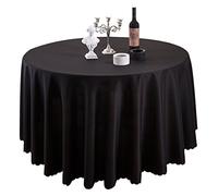 TANGMEN Nappe de Table Nappe Ronde Maison Restaurant Mariage Cérémonie Infroissable Anti Tache Décoration de Table pour Réception Anniversaire Noir Rond:240cm
