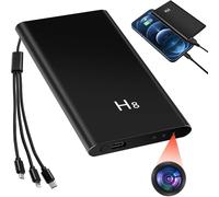 TANGMI Caméra Espion, Capteur de Gravité 1080P HD Caméra Cachée Power Bank 5000mAh avec Vision Nocturne et Câble de Chargement 3-en-1 pour Le Chargement des Appareils Mobiles