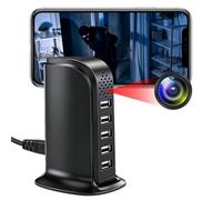 TANGMI Camera Espion, Hub de Charge 5-en-1 Mini Camera Espion sans Fil, WiFi 2.4G & 5Ghz 1080P HD avec Détection de Mouvement et Alertes Instantanées pour la Maison et Le Bureau