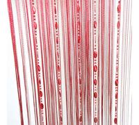 Tangpan Rideau de porte perles 100 x 200 cm, boutons transparents, décoration, séparateur de pièce, rideau de fenêtre, moustiquaire, Tissu, Rot, 100 x 200 cm