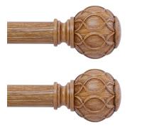 TANGWIN Lot de 2 tringles à rideaux pour fenêtre, 122 à 213 cm - tringles réglables de 2,5 cm de diamètre, avec embouts texturés en filet de bois - tringles à rideau simples, 91 à 223 cm, bois marron