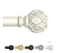 TANGWIN Tringles à rideaux rustiques pour fenêtre - tringles à rideaux bohèmes, robustes et réglables avec embouts côtiers vintage pour chambre à coucher, salon, 91 à 223 cm, blanc antique
