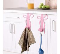 Tangxi Ensemble de Crochets de Porte avec Nœud en Métal | Cintre en Acier à Haute Teneur en Manganèse pour Armoire, Salle de Bain, Chambre à Coucher, Cuisine (PINK)