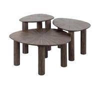 Tania - lot de 3 tables basses gigognes en teck massif - 76, 61 et 51 cm - Bois