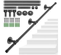 Tanice Barre Murale Multifonction 125cm Design Industriel Noir Fer Laqué 20kg/Point Rampe d'Escalier Barre de Sécurité Porte-Manteau Tringle à Rideaux Tube Diamètre 25mm Intérieur/Extérieur