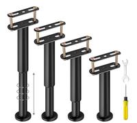 Tanice Kit 4 Pieds de Lit Réglables 18-32cm Support de Cadre en Acier 500 LB par Pied Double Installation avec ou sans Perçage Outillage Inclus Anti-Affaissement pour Sommier Lattes Cadre Métallique