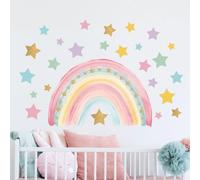 Tanlaby Grand Stickers Muraux Arc-en-ciel Autocollants Muraux arc en ciel | Bohèmes Sticker Mural Colorées étoile Chambre de Bébé Fille Pépinière D'enfant Décoration Murale De La Maison