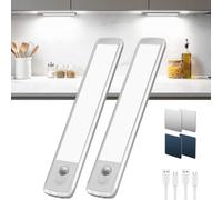 TANSOOL+ Lampe de Placard Rechargeable, Lumière Détecteur de Mouvement | Lampe Dimmable Cuisine sous Meuble, USB-C Éclairage sans Fil pour Armoire, Placard, Escalier (21cm, 2 Pièces)