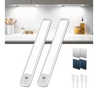 TANSOOL+ Lampe de Placard Rechargeable, Lumière Détecteur de Mouvement | Lampe Dimmable Cuisine sous Meuble, USB-C Éclairage sans Fil pour Armoire, Placard, Escalier (30cm, 2 Pièces)