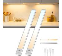 TANSOOL+ Lampe de Placard Rechargeable, Lumière Détecteur de Mouvement | Lampe Dimmable Cuisine sous Meuble, 3 Températures, USB-C Éclairage sans Fil pour Armoire, Placard, Escalier (40cm, 2 Pièces)