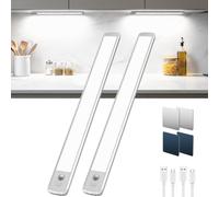 TANSOOL+ Lampe de Placard Rechargeable, Lumière Détecteur de Mouvement | Lampe Dimmable Cuisine sous Meuble, USB-C Éclairage sans Fil pour Armoire, Placard, Escalier (40cm, 2 Pièces)